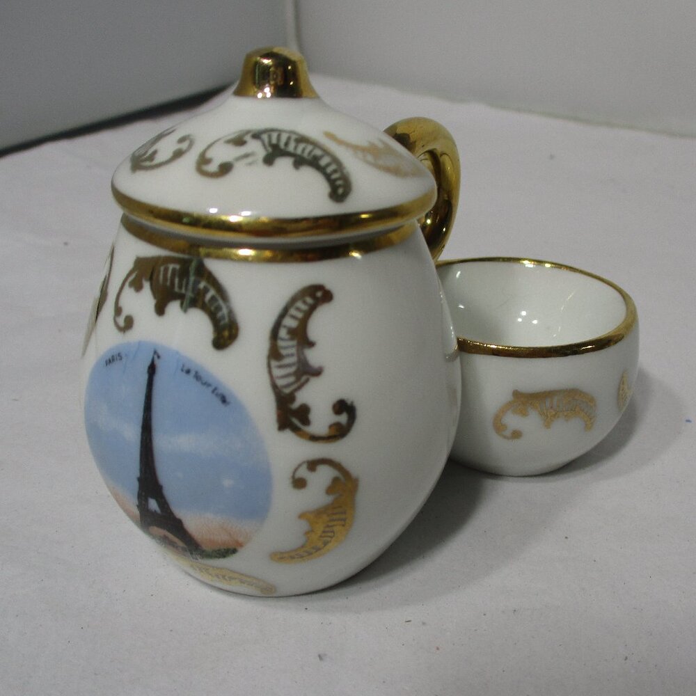 Vintage Limoges Porcelain Ceramic Salt & Mustard Cellar Pot Dip Paris France